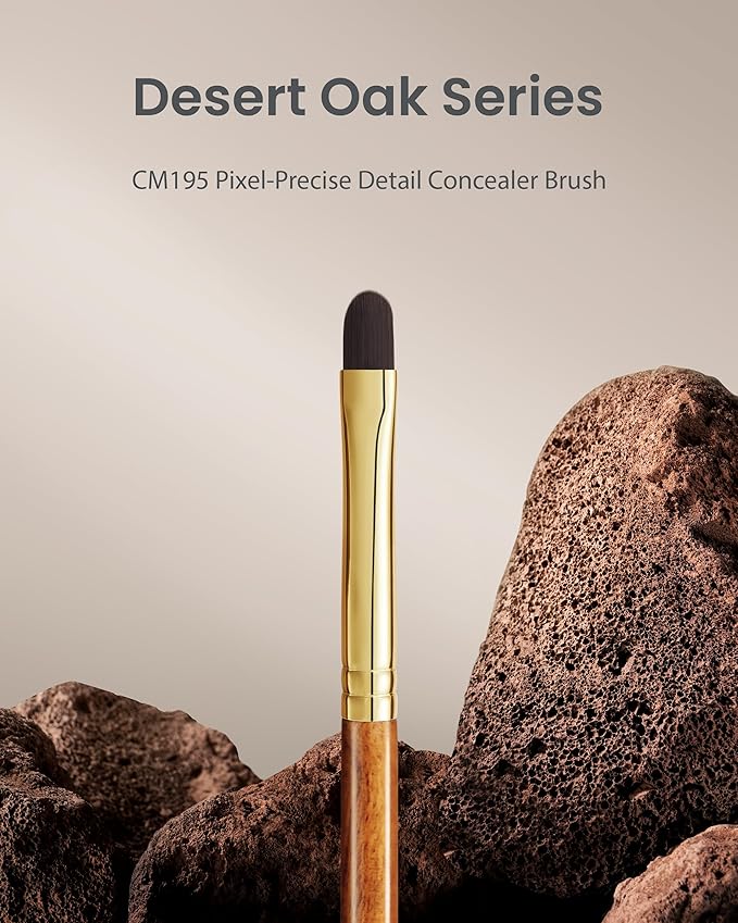 Desert Oak Series Pixel-Precise Detail Concealer Brush - Micro Teardrop Head for Acne Scars & Dark Spots, Sustainable Bubinga Handle (CM 195)-GlimoraGlow