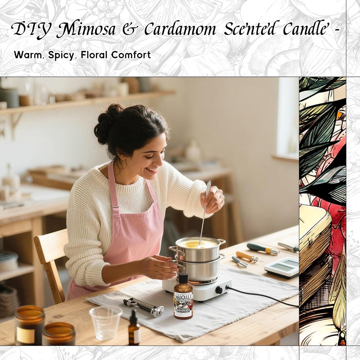 HIQILI Mimosa & Cardamom Fragrance Oil for Candle & Soap Making,Ideal for Essential Oil Diffuser, DIY Perfume, Room Sprays - 1 Fl Oz-GlimoraGlow