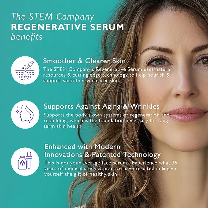 STEM Natural Intelligence Skin and Face ReGenerative Serum for Women, Facial Moisturizer Skin Care Peptides Serum, Luxury Face Moisturizer for Women, Hydration Serums, Antioxidant Support Serums, 1 oz-GlimoraGlow