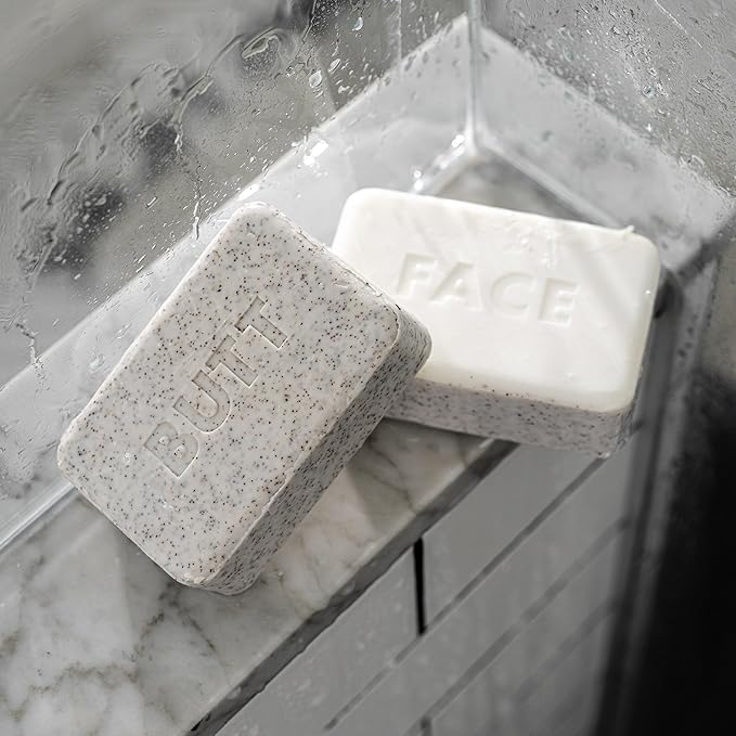 MARLOWE. No. 069 Butt Face Mens Soap, 7 Oz, Double Sided Moisturizing & Body Exfoliator Bar Soap with Pumice & Apricot Seed Powder, Crisp Sea Air, Fresh Sage + Cedarwood Scent-GlimoraGlow