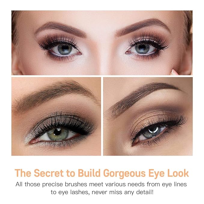 MSQ Eye Makeup Brushes 12pcs Rose Gold Eyeshadow Makeup Brushes Set with Soft Synthetic Hairs & Real Wood Handle for Eyeshadow, Eyebrow, Eyeliner, Blending(without bag)-GlimoraGlow