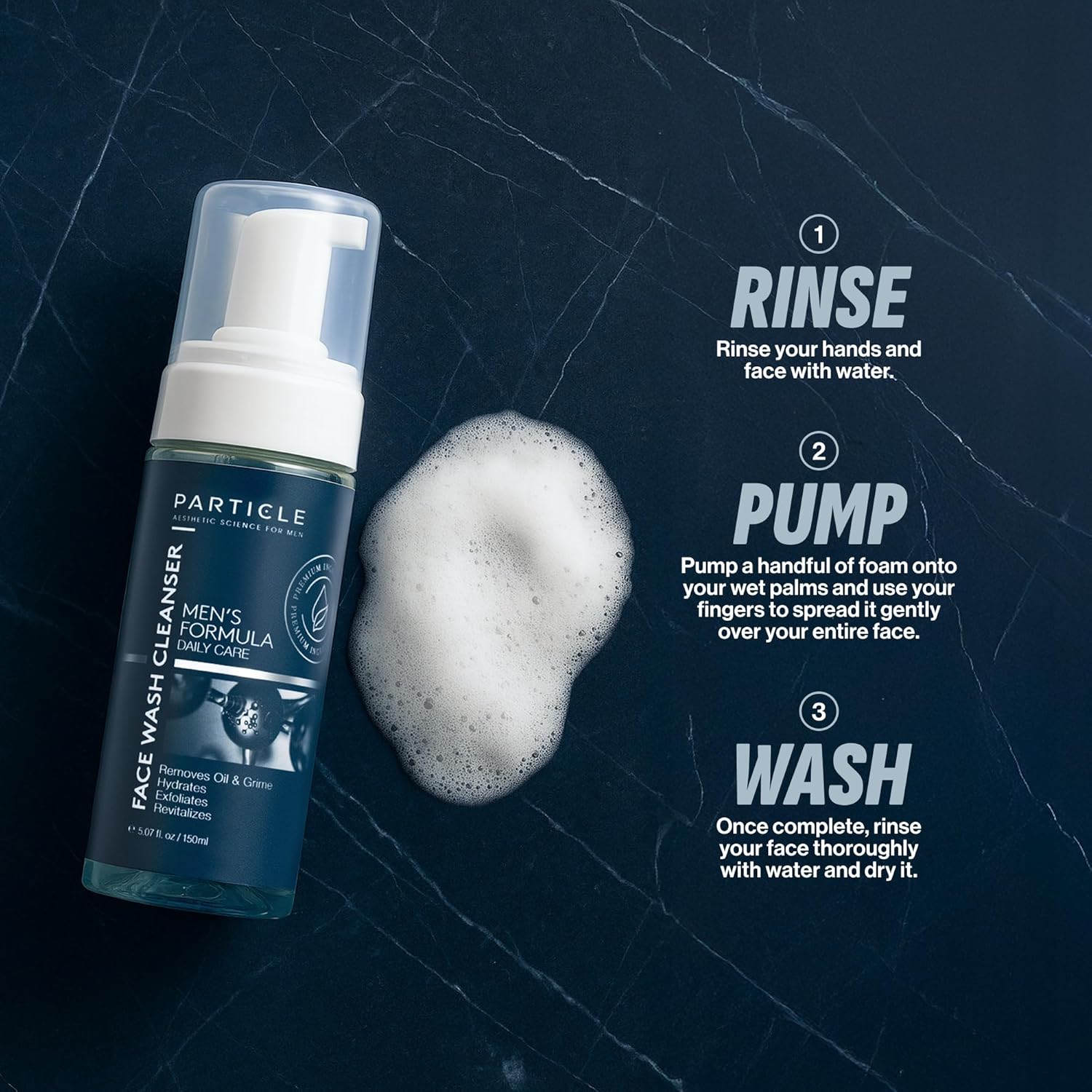 Particle Mens Face Wash - Anti Aging Face Cleanser for Men (5.07 Oz) - Daily Moisturizing Face Wash for Men - Revitalizes, Hydrates & Soothes, All Skin Types & All Ages-GlimoraGlow