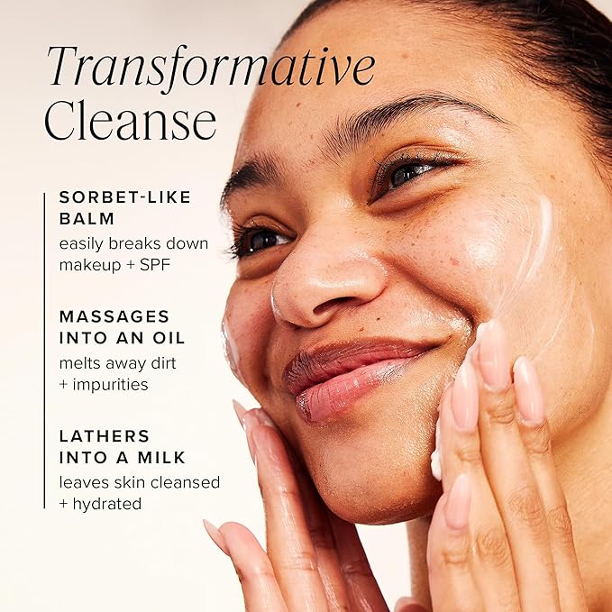 Farmacy Makeup Remover Cleansing Balm - Green Clean Waterproof Makeup Remover + Oil Based Cleanser - Gentle Exfoliating Double Cleanser - Melts From Balm to Milky Lather (100ml)-GlimoraGlow