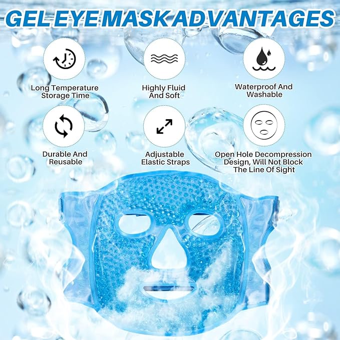 Ice Pack Cold Face Eye Masks Reduce Face Puff, Dark Circles, Reusable Cold Hot Gel Face Eye Mask, Suitable for Women Facial SPA, Ice Face Mask for Sleeping, Headaches (Blue)-GlimoraGlow