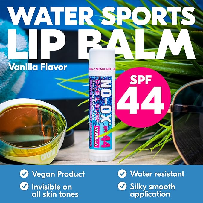Moisturizing SPF 44 Lip Balm - Spf Lip Balm with Vitamin E | Broad Spectrum | Moisturizing | Vegan | Water Resistant Vanilla Flavor | 0.15 oz | 3 Pack-GlimoraGlow