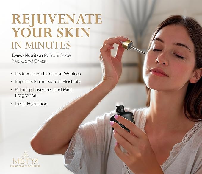 Anti Aging Specialized Face and Neck Serum with Cacay oil, Extra Vitamin E, Lavender and Peppermint Oils, 1 oz, high in retinol.-GlimoraGlow