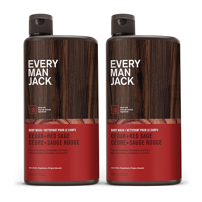 Every Man Jack Nourishing Cedar + Red Sage Mens Body Wash for All Skin Types - Naturally Derived Ingredients - Cleanse and Hydrate Skin with Coconut and Glycerin - 24oz 2 Bottles-GlimoraGlow