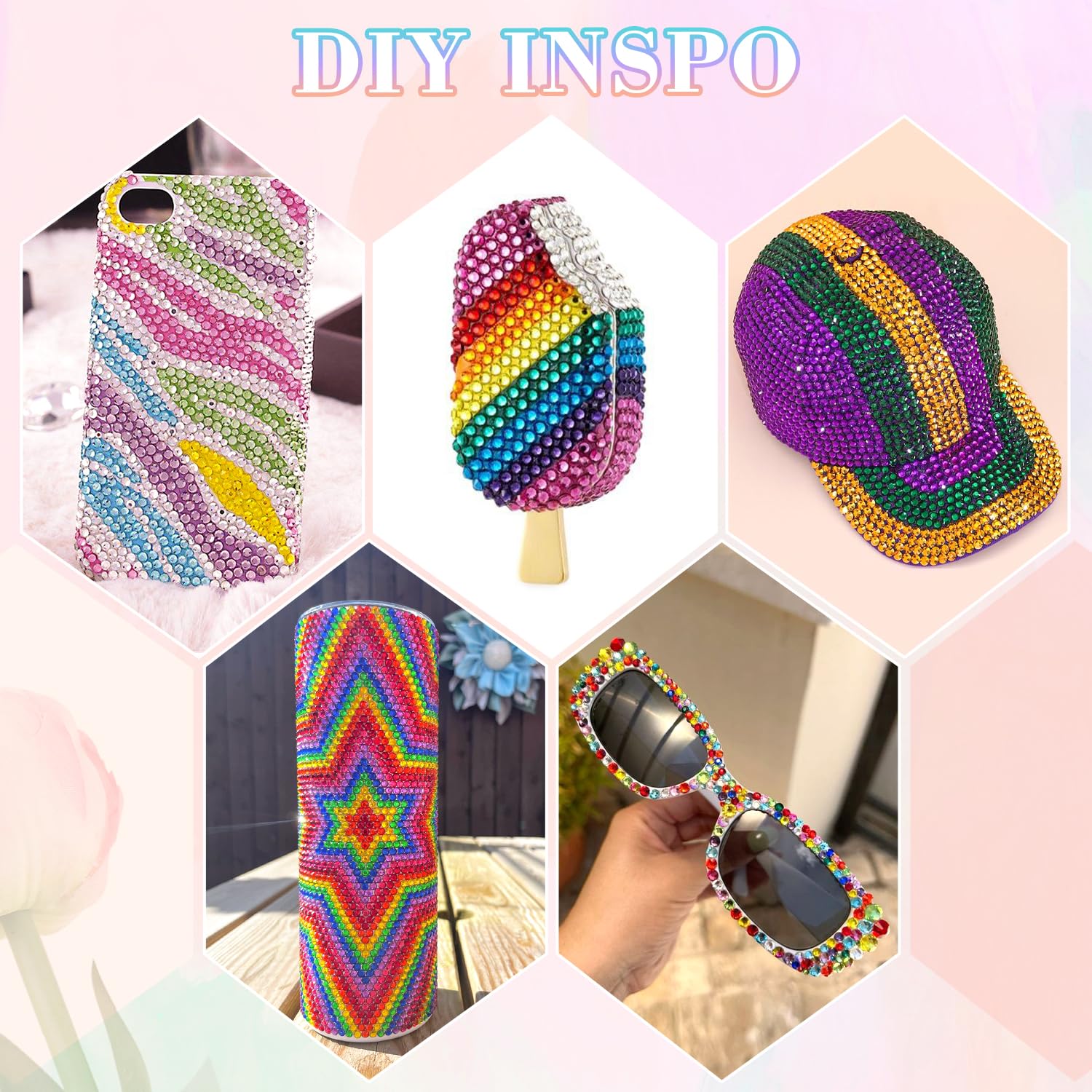 12600Pcs Resin Rhinestones with 3Pcs B7000 Jewelry Glue for Crafting, Multicolors 4mm Non Hotfix Flatback Gems, Bedazzling Crystal for DIY Crafts Clothing Tumblers Mugs Shoes Fabric Decor Nail Art-GlimoraGlow