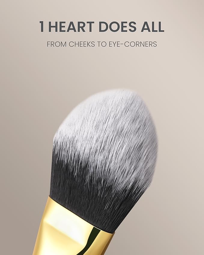 Desert Oak Series BloomFluff Powder Brush - 45mm Giant Heart-Shaped Face Brush for Setting Powder & Bronzer, Luxury Bubinga Handle (CM 196)-GlimoraGlow