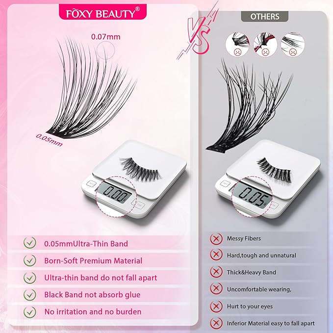 Waltz Lash Clusters Kit - Lash Clusters Lash Extension Kit with Bond and Seal Eyelash Cluster 20D30D40D50D-0.07D Cluster Eyelash Extensions Eyelash Extension Kit DIY at Home-GlimoraGlow