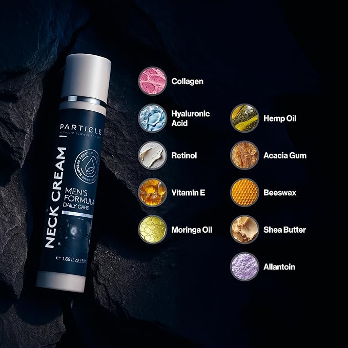 Particle Neck Cream for Men - Firming Cream, Lift and Moisturize The | Use on Saggy Skin or Turkey Anti Aging Triple Action with Collagen, Hyaluronic Acid, Retinol, 1 pack, 1.7 Fl Oz-GlimoraGlow