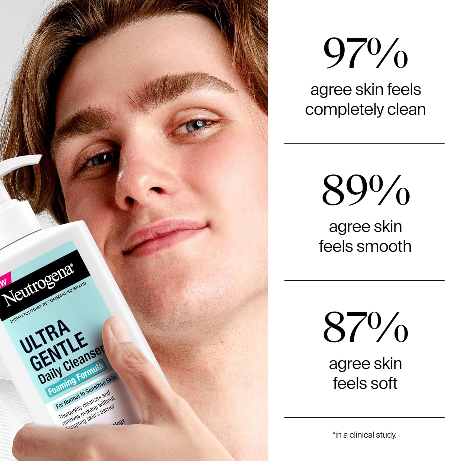 Neutrogena Ultra Gentle Foaming Facial Cleanser, Fragrance Free Hydrating Face Wash for Sensitive Skin, Daily Non Over Drying Makeup Remover, Hypoallergenic, Soap & Dye Free, Non-Comedogenic, 16 Fl Oz-GlimoraGlow