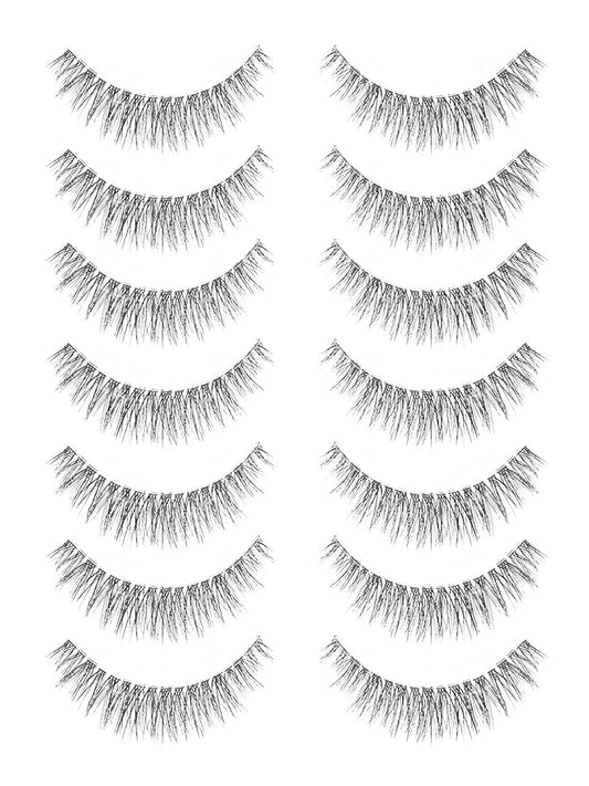 Natural Lashes Wispy Eyelashes 11MM Short Eye Lashes Pack 3D Volume Strip Lash Pack False Eyelashes Natural Look 7 Pair Siligli-GlimoraGlow