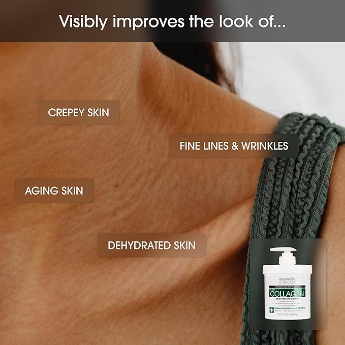 Advanced Clinicals Collagen Cream Body Lotion & Face Moisturizer W/Vitamin E | Skincare Moisturizing Collagen Lotion For Women, Men, Hand, & Neck Improves Look Of Crepey Skin & Uneven Dry Skin, 2pc-GlimoraGlow