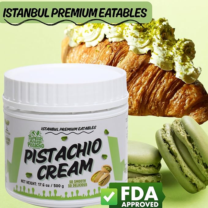Istanbul Premium Pistachio Cream, Pistachios for Dubai Chocolate Bar, Cream for Dessert, Kataifi & Knafeh, Crema de Pistacho, Non-GMO,1.1 LB (500gr)-GlimoraGlow