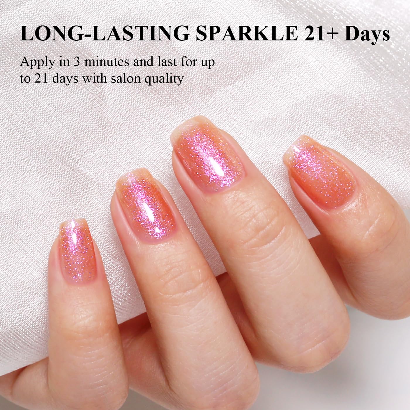 Imtiti Glitter Gel Nail Polish, Coral Iridescent Glitter Gel Polish Diamond Shimmer Sparkle Soak Off UV LED Nail Gel Polish spring summer Manicure 10ML-GlimoraGlow