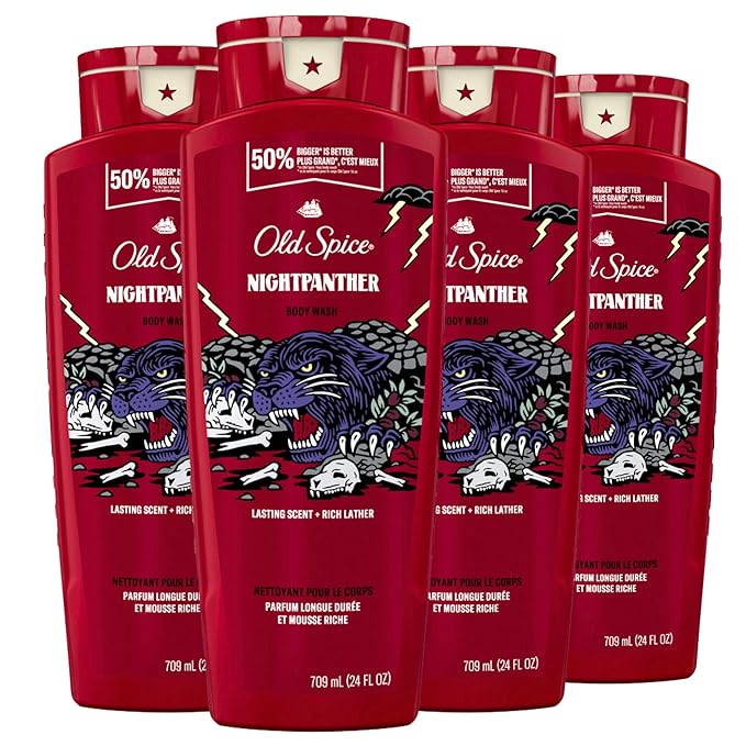 Old Spice Body Wash for Men, NightPanther, 24/7 Shower Freshness, 24 fl oz (Pack of 4)-GlimoraGlow