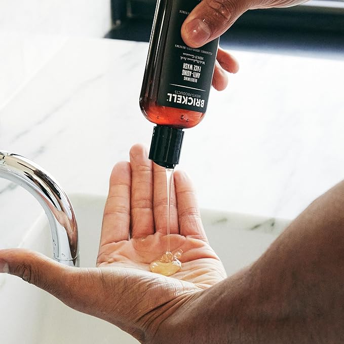 Brickell Men's Redefining Anti-Aging Face Wash For Men, Natural and Organic, Foaming Gel Face Wash Firms & Plumps Skin to Reduce Signs of Aging (Scented, 4 oz)-GlimoraGlow