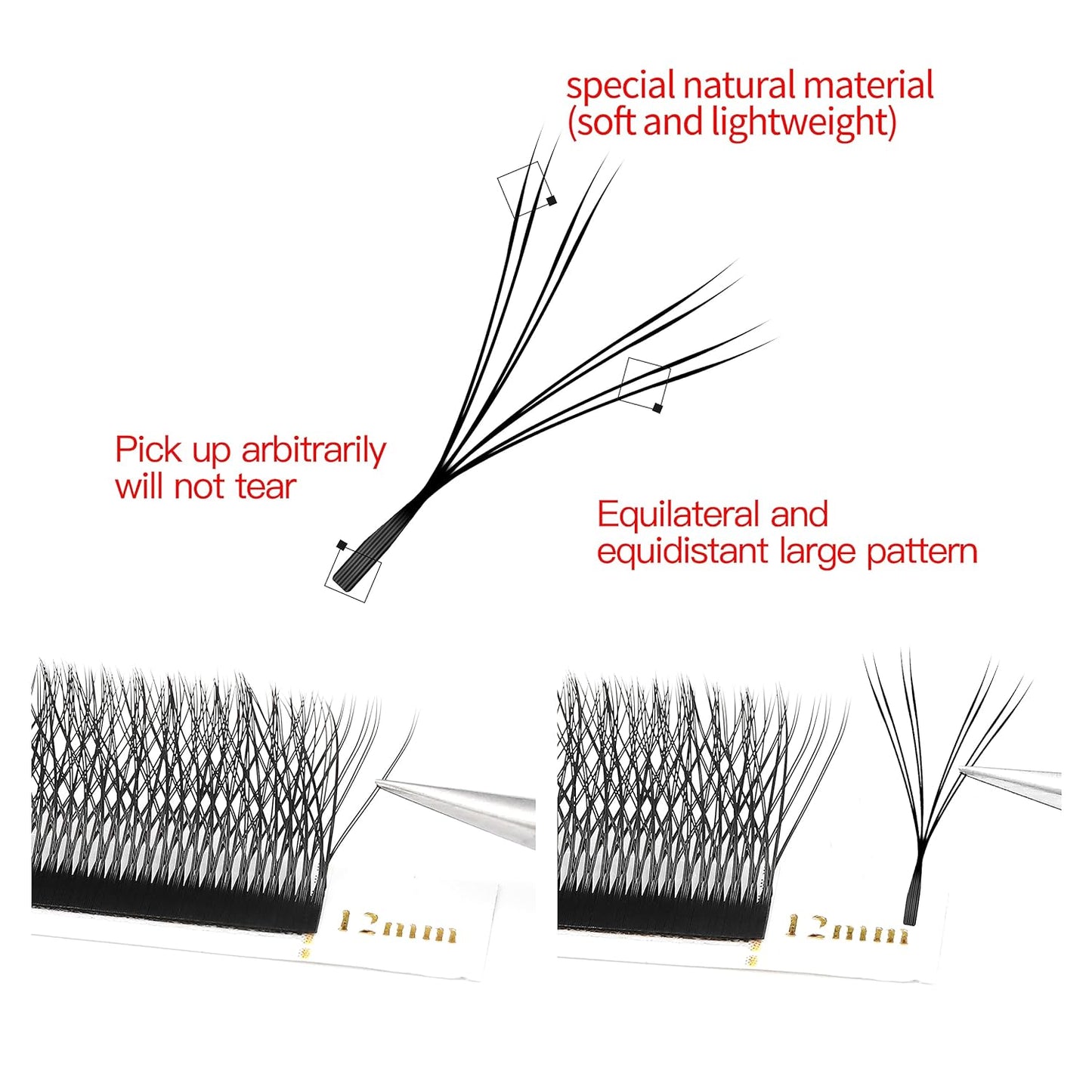 Double Tips 4D W Eyelash Extensions Supplies Thick w lash 0.07mm D curl Mix Tray 8-15mm Premade Fans Russian Volume Faux Mink Matte 12 rows Cluster pre Fanned Eye Lashes(4D-Double Tips-0.07D-11mm)-GlimoraGlow