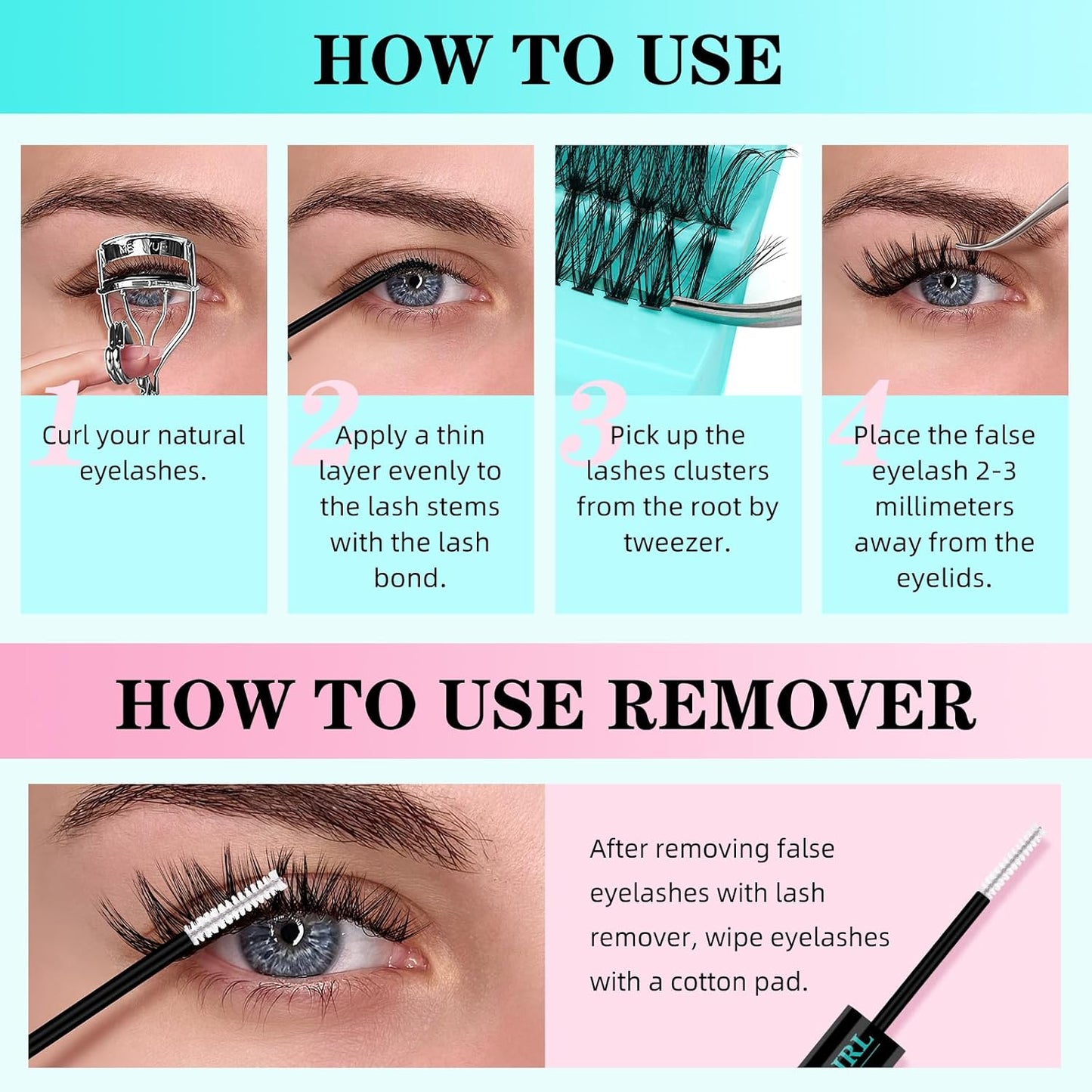 Lash Clusters Kit 200PCS 40D Eyelash Extension Kit D Curl Wispy Eyelash Clusters DIY Natural Individual Lashes Kits Lashes Extensions Kit with Lash Bond and Remover Eyelash Tweezer at Home-GlimoraGlow