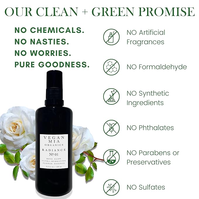 Organics - Radiance, Ultra-Hydrating Rose Water Spray for Face and Neck, Face Mist with Organic Rose Flower Essence, Facial Mist for All Skin Types, Hydrates Dry and Dull Skin, 3.4 fl oz-GlimoraGlow