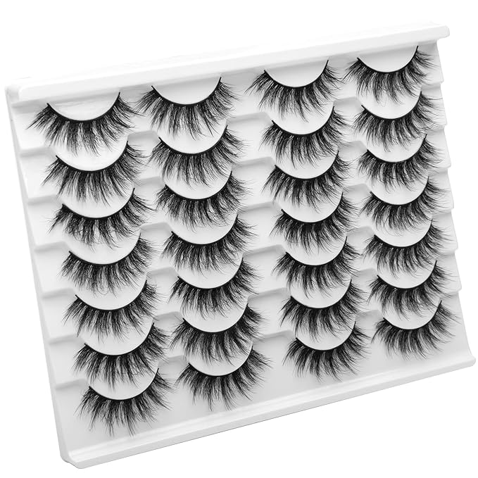 Fake Lashes False Eye Lashes Mink False Eyelashes Natural Cat Eye Lashes Fluffy Fake Eyelashes 16MM Lashes A25-GlimoraGlow