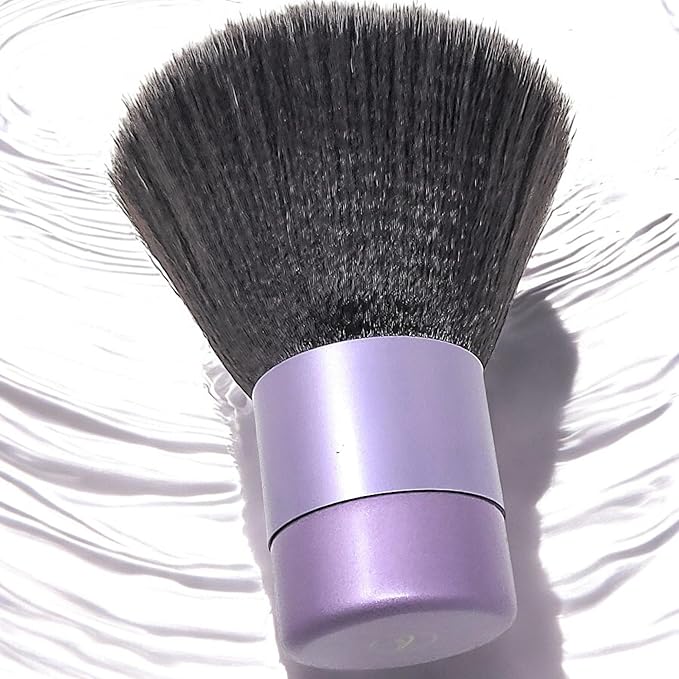Luxurious and Large Ultra Soft Fluffy Powder Brush, Multipurpose Face, Body, Barber and Beauty Tool, with wooden base Soft Kabuki Brush by BevyGold (Violet)-GlimoraGlow