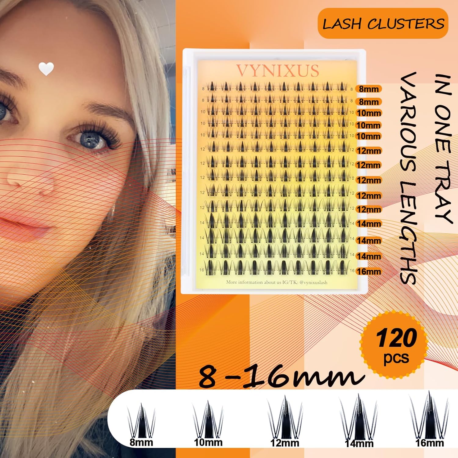 Lash Clusters Kit Eyelash Clusters DIY Lash Extension Kit with Lash Bond and Seal Waterproof Eyelash Tweezers Wet-Look Cluster Eyelash Extensions Kit (Set Fairy/Magic-0.07D-Mix8-14)-GlimoraGlow