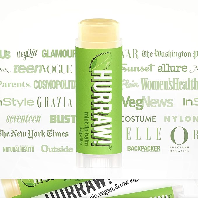 Hurraw! Mint Lip Balm, 2 Pack: Organic, Certified Vegan, Cruelty and Gluten Free. Non-GMO, 100% Natural Ingredients. Bee, Shea, Soy and Palm Free. Made in USA-GlimoraGlow