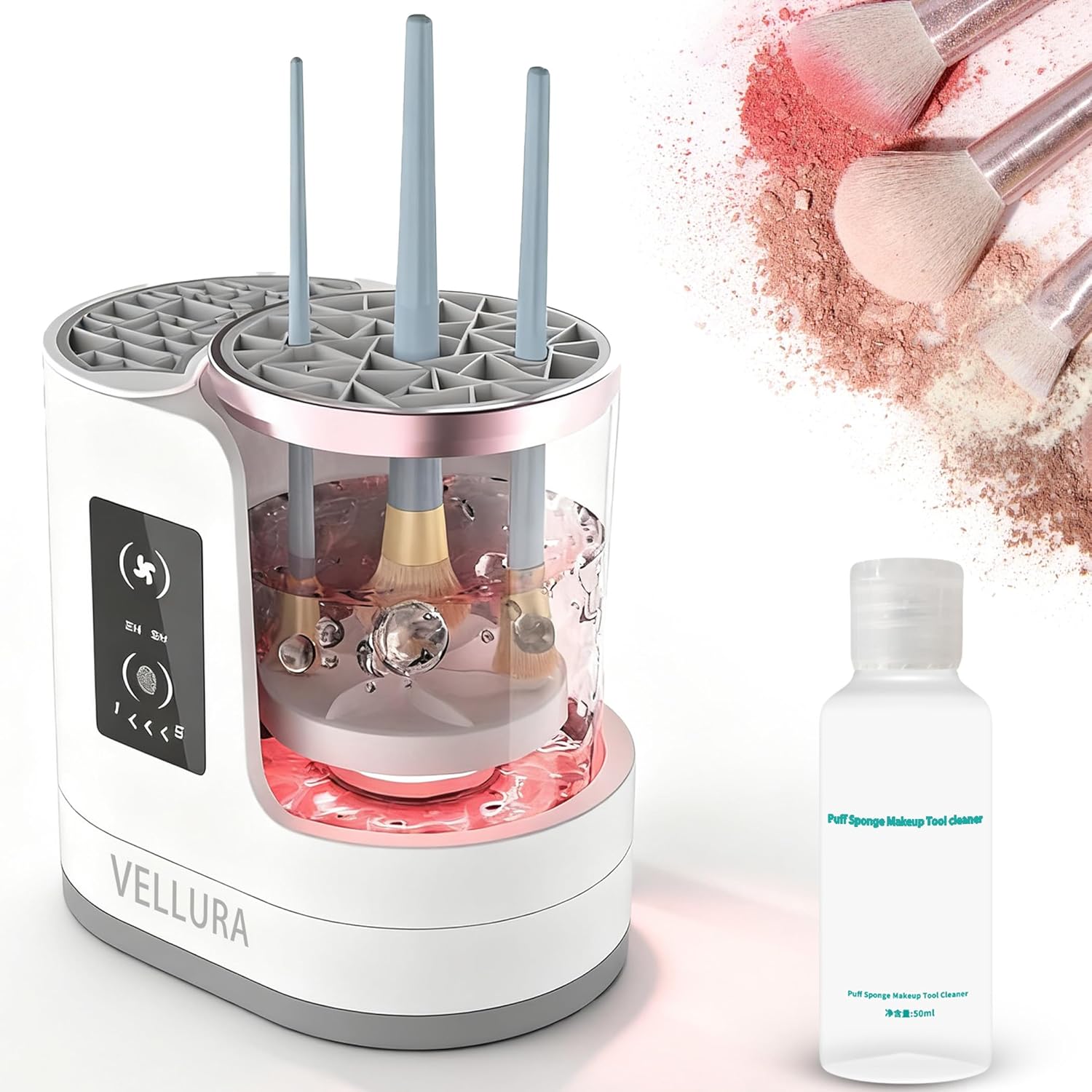 Vellura Makeup Brush Cleaner, Vellura Brush Cleaner, Machine with Makeup Brush, Dryer-Holder-Portable & Automatic, Clean Any Mess with One Click (1*PC)-GlimoraGlow