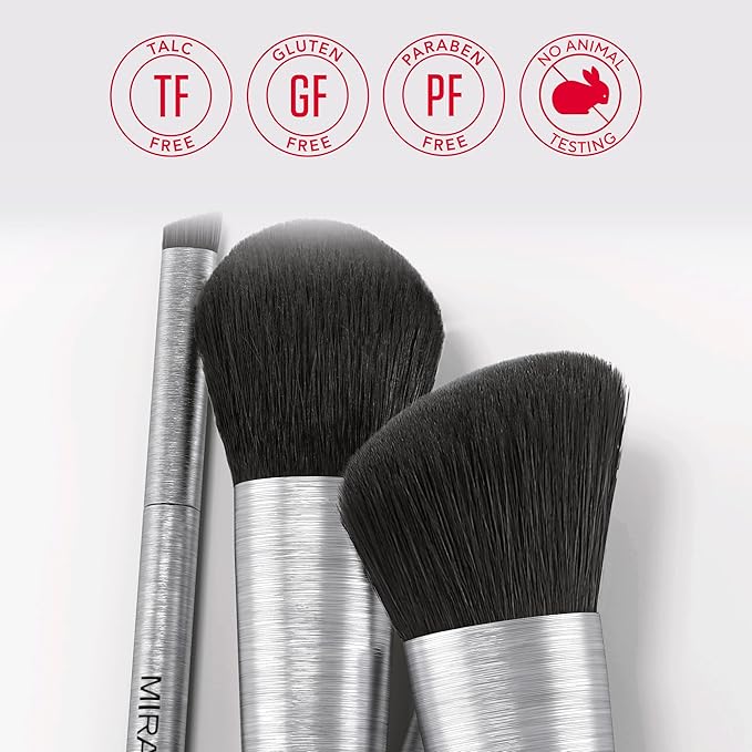 Mirabella Brushed Aluminum Professional Makeup Brush - Foundation Brush-GlimoraGlow