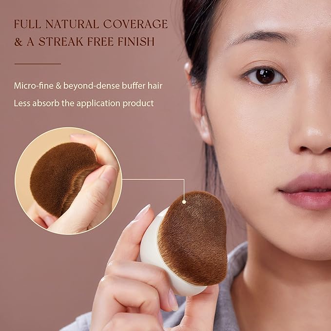 Jessup Makeup Brush, Foundation Brush Flat Top Kabuki Brush for Face Blush Liquid Powder Foundation Brush for Blending Buffing Stippling with Gift Box, Light Gray SF002-GlimoraGlow