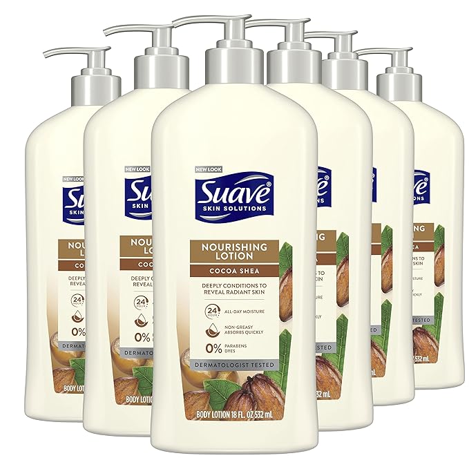 Suave Skin Solutions Body Lotion, Cocoa Butter & Shea, 18 Fl Oz (Pack of 6)-GlimoraGlow