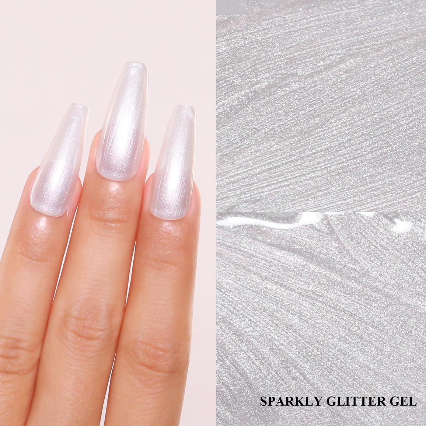 Imtiti Pearl Gel Nail Polish, White Pearl Iridescent Glitter Gel Polish Diamond Shimmer Sparkle Soak Off UV LED Nail Gel Polish Autumn Winter Gel Polish Manicure Gel Nail Kit 10ML-GlimoraGlow