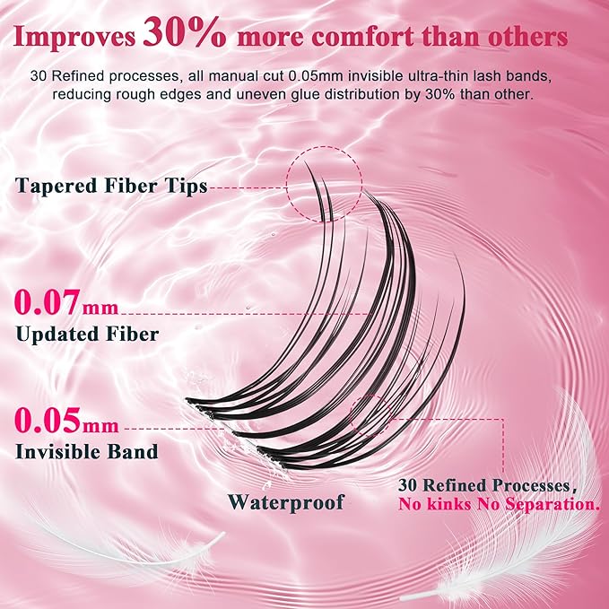 Lash Clusters Kit - Wispy Natural & Manga Spiky Lash Cluster Invisible band 8-16mm Eyelash Clusters Kit D Curl Lash Extension Kit WideSpan with Bond and Seal DIY at Home-GlimoraGlow