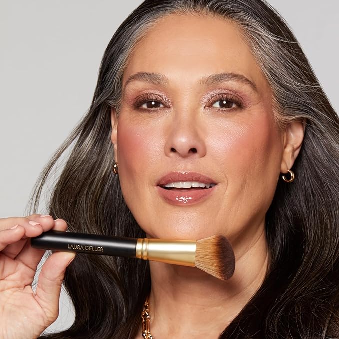 LAURA GELLER NEW YORK Angled Blush Brush with Black Wooden Handle & Dense Bristles for Makeup Application-GlimoraGlow