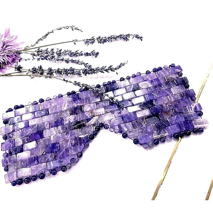 100% Authentic Amethyst Mother's day Gift Set Amethyst Eye Mask Amethyst Jade Roller & Gua Sha Set Facial Mask Instant Puffiness promote relaxation and relief stress.-GlimoraGlow