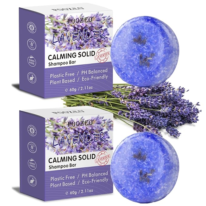 2 Pack Lavender Shampoo Bar,Solid Hair Bar And Conditioner Effect Hair Soap,Organic Shampoo Bars For Hair With All Natural Plant Based Essential Oils,Stocking Stuffers,Gifts for Women-GlimoraGlow