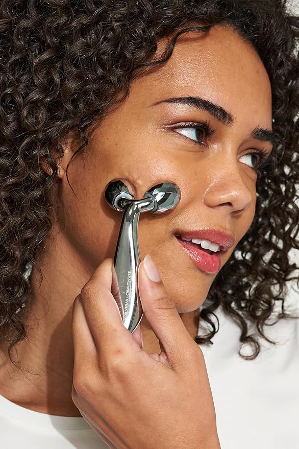 Pacifica Future Youth Stainless Steel Face Roller – Cooling Dual Gua Sha Facial Massager for Sculpting, Contouring & De-Puffing – Anti-Aging Skin Care Tool for Wrinkles & Fine Lines Lymphatic Drainage-GlimoraGlow