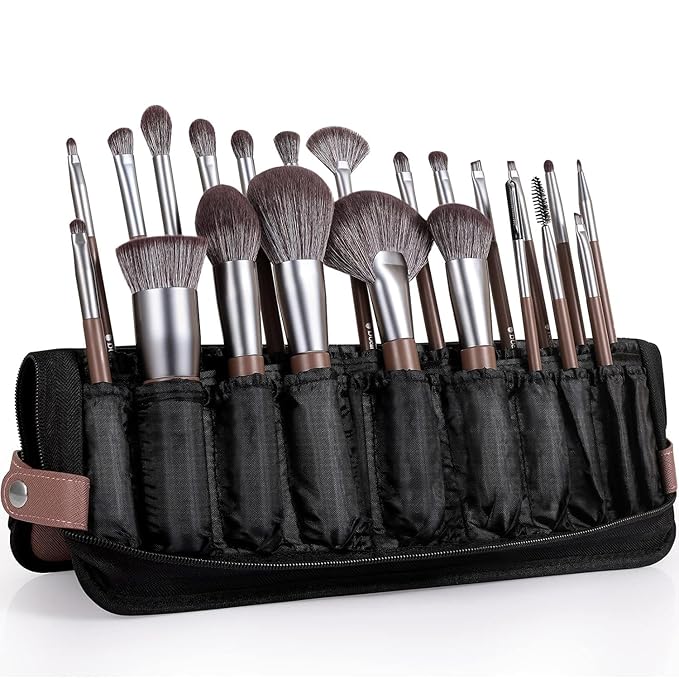 DUcare Professional Makeup Brush Set 22Pcs with Travel Case Synthetic Kabuki Foundation Brush, Face Powder Brush, Blush Brush, Concealer Brush, Eyeshadow Brushes-GlimoraGlow
