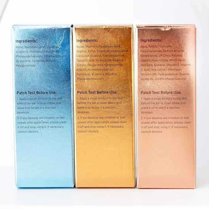 Facial Skin Care Set– Retinol Serum, Vitamin C & Hyaluronic Acid for Face – Anti Aging Face Serum Set for Women – Firm, Wrinkle Smoothing, Dark Spot Corrector, Brighten Dullness-GlimoraGlow