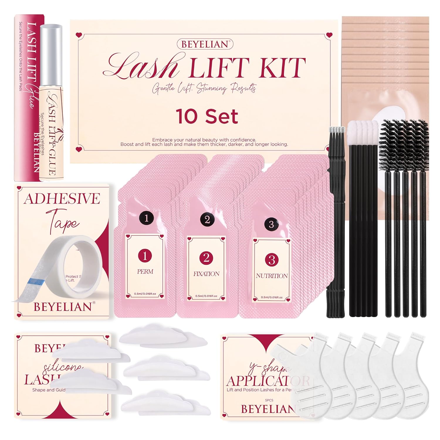BEYELIAN Lash Lift Kit Eyelash Perm Kit, Professional Instant Perming, Lifting & Curling for Eyelashes, Semi-Permanent Salon & DIY at Home Lash Lift Use for Beginner and Professional 10 Times-GlimoraGlow