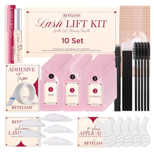 BEYELIAN Lash Lift Kit Eyelash Perm Kit, Professional Instant Perming, Lifting & Curling for Eyelashes, Semi-Permanent Salon & DIY at Home Lash Lift Use for Beginner and Professional 10 Times-GlimoraGlow