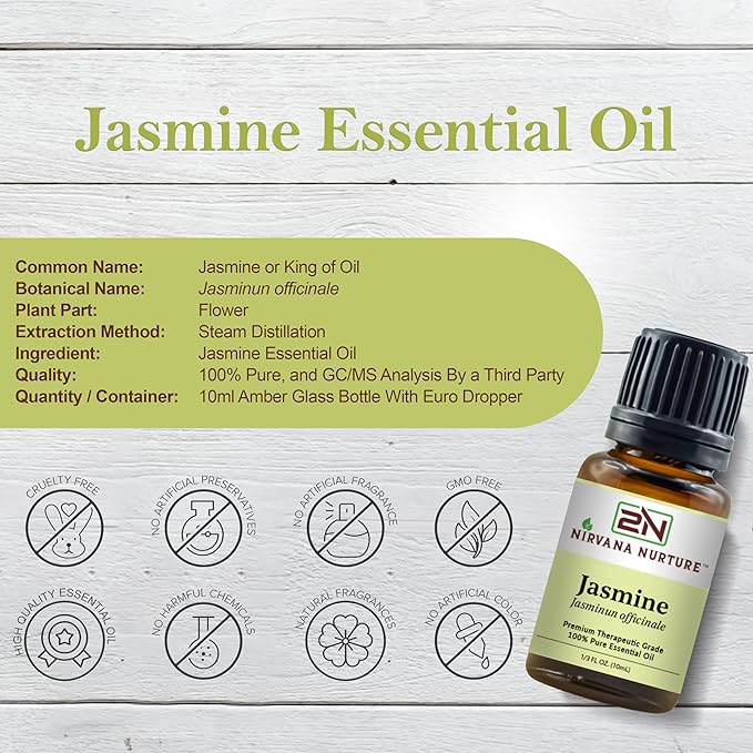 Jasmine Essential Oil 100% Pure Premium Therapeutic Grade, Undiluted - Aromatherapy Diffuser for Calm and Relaxation, Skin Care, Hair Care-GlimoraGlow