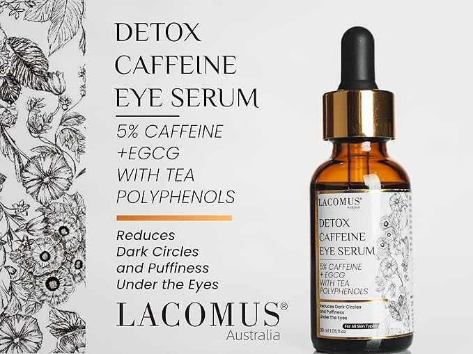 Advance Caffeine 5% + EGCG Serum for Brighter Eyes - Powerful Eye Contour Serum for Reduces Puffiness, Dark Circles, and Pigmentation - Hydrating and Smoothing Formula - LACOMUS Australia-GlimoraGlow