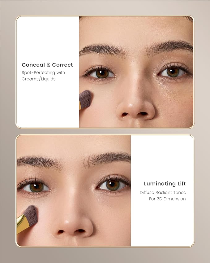 Desert Oak Series Triangular Contour Brush - Angled Synthetic Bristles for Cream/Liquid/Powder, Luxe Bubinga Handle & Brass Ferrule (CM 178)-GlimoraGlow