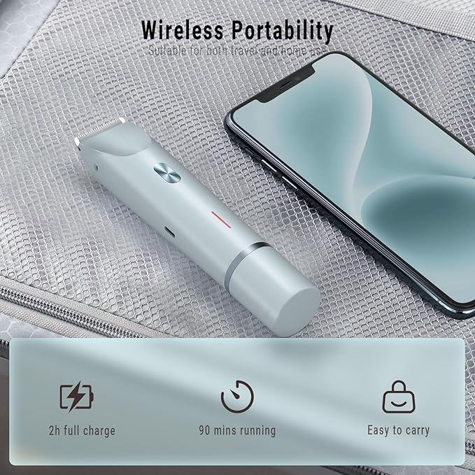 2-in-1 Bikini Trimmer and Shaver Kit for Women, Electric Body Hair Trimmer Facial Hair Removal Cordless Bikini Shaver Razor for Face Lip Chin Pubic Underarm Legs, Blue-GlimoraGlow