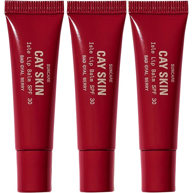 Cay Skin Isle Lip Balm SPF 30 – High Shine, Hydrating + Sheer Lip Gloss in Vanilla Brown Sugar Flavor – Formulated with Natural Ingredients for All Skin Tones – 3-Pack, Bad Gyal Berry-GlimoraGlow