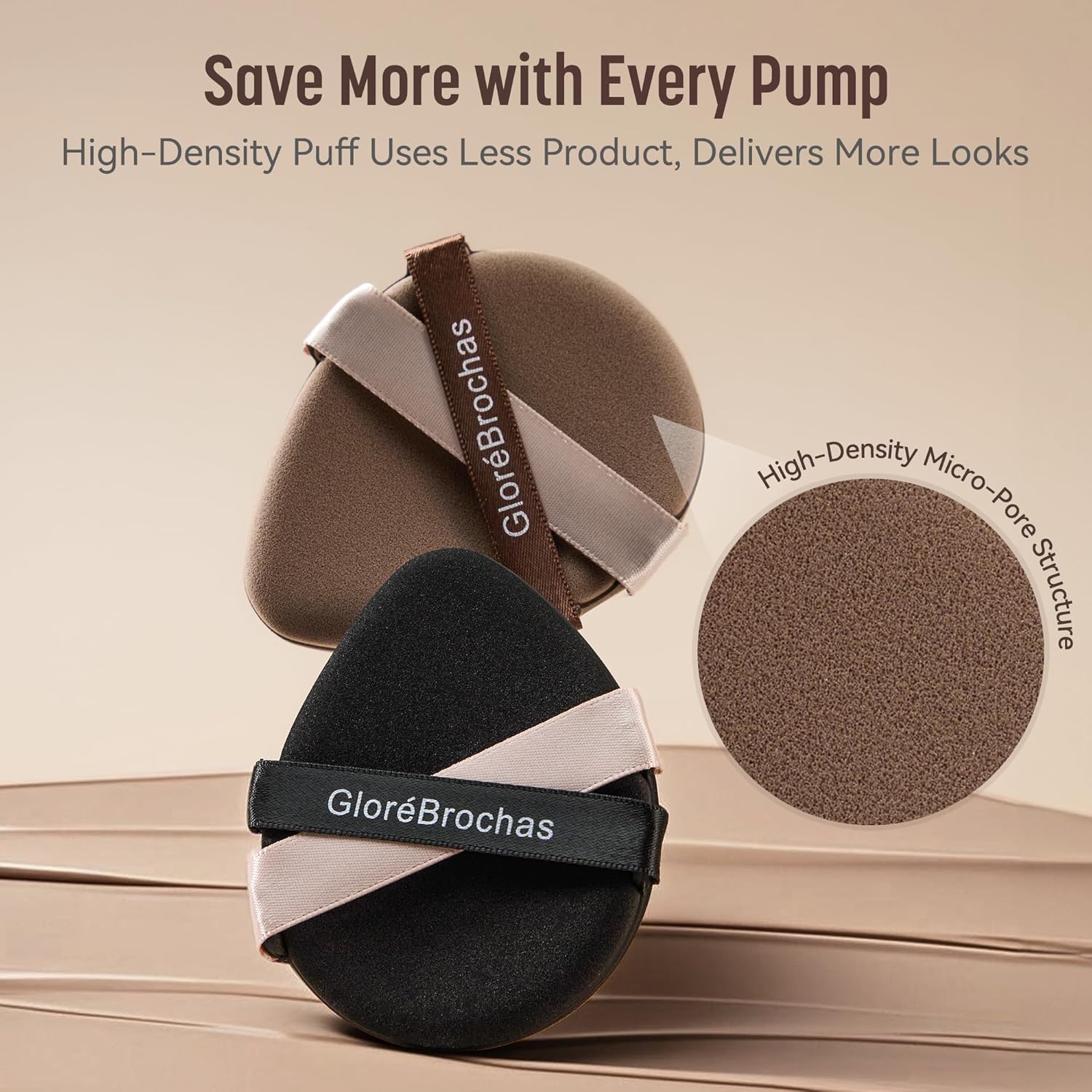 Makeup Sponge Set, GloréBrochas 4PCS Micro Porous Foundation Sponge, Latex-Free PU Makeup Puff, Low Absorption 3.2 Inch Soft Dual-Sided Foundation Puff, Individually Wrapped-GlimoraGlow