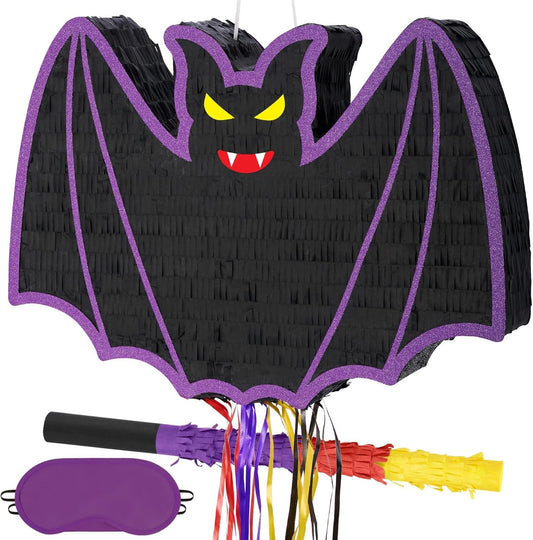 WERNNSAI Halloween Pinata - Halloween Party Decoration Scary Hallo-ween Pinata for Kids Baby Hallo-ween Costumes Party Purple Evil Bat Design Hallows Eve Decor Favor with Bat & Blindfold